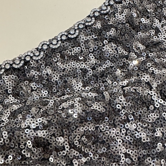 Vintage Aspeed One Shoulder Chiffon Gown Embellished Gray Medium Y2K Prom Chic - Picture 5 of 13